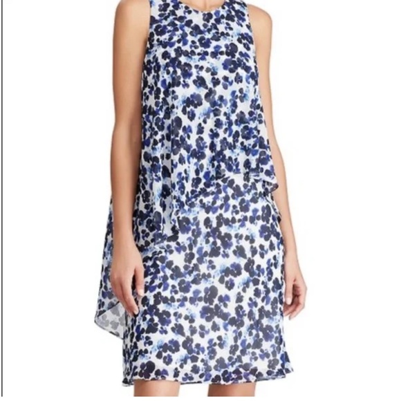 Polo by Ralph Lauren White and Blue Floral Midi Dress - Picture 1 of 8